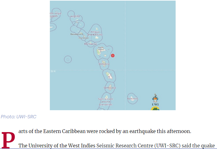 Earthquakes in the Eastern Caribbean